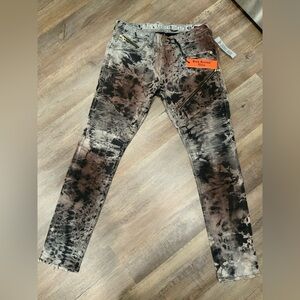 ROCK REVIVAL Jezek Moto Jeans Tie Dye Zippers Stretch Mens Size 31x32